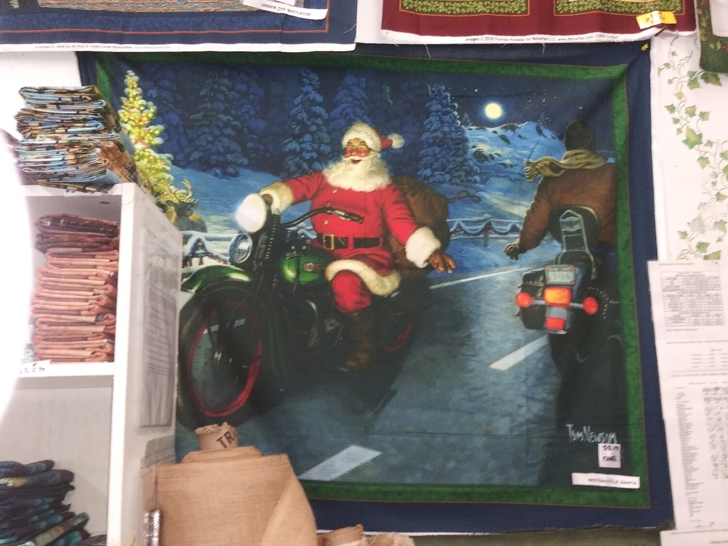 Motorcycle Santa Panel, Approx. 44" × 36"