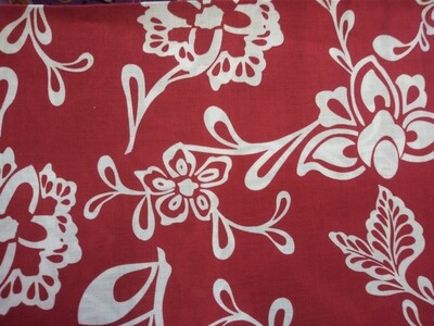 Dark Red/White Floral Fabric