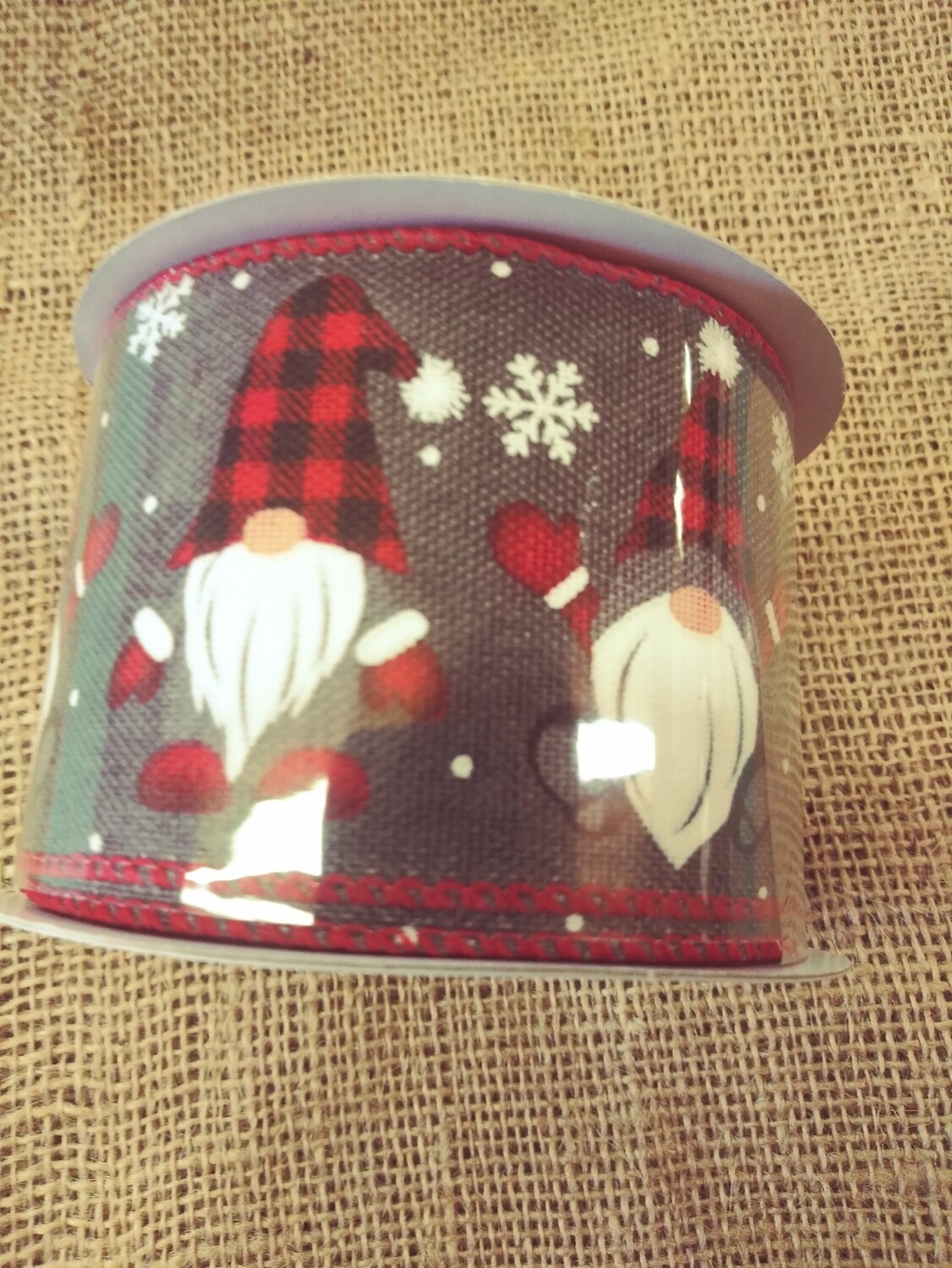 2.5"X 10yd Christmas Gnomes On Royal, Gray