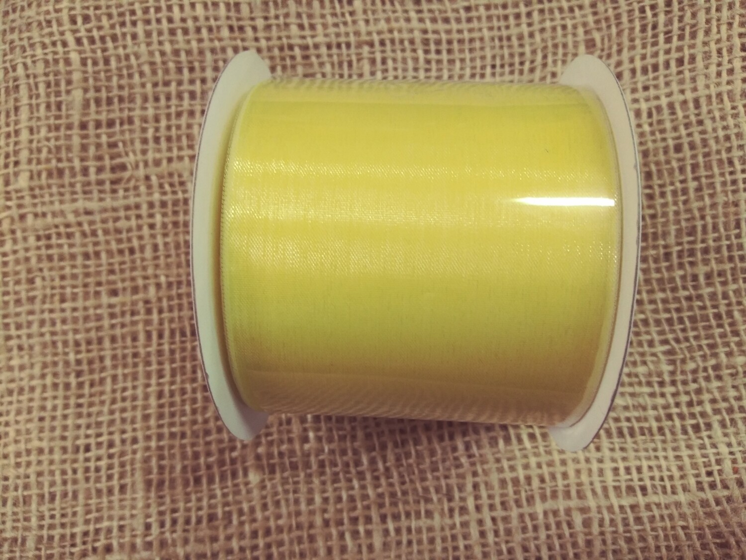 Sheer Mystery Non-Wired Ribbon, Yellow, 2.5" × 10 Yards