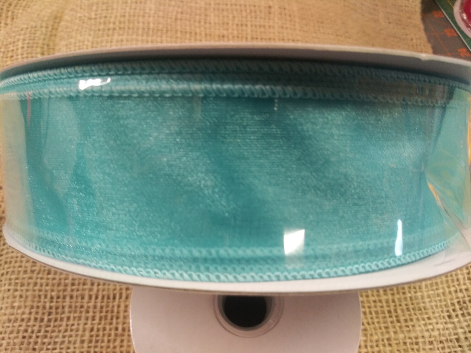 Sheer Lovely Wired Ribbon, Aqua, 1.5" × 50 Yards