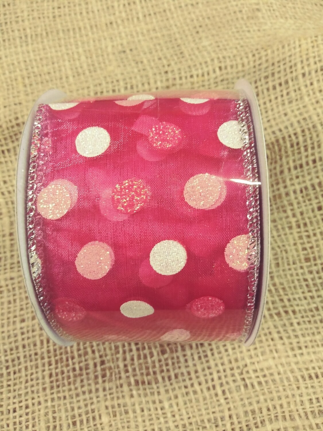 Sheer Spring Dots Wired Ribbon, 2.4" × 10 Yards