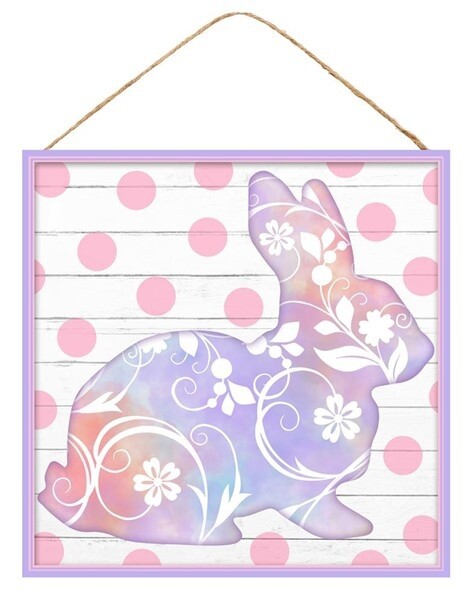 10" Square MDF Floral Bunny Sign