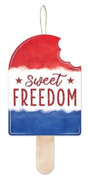 13.5"H X 7"L Sweet Freedom Popsicle Sign