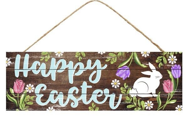 15"L X 5"H Happy Easter/Bunny Sign