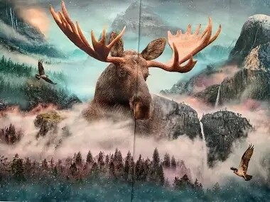 Call of the Wild Moose Panel by Hoffman Fabrics, 42.75" x 33"