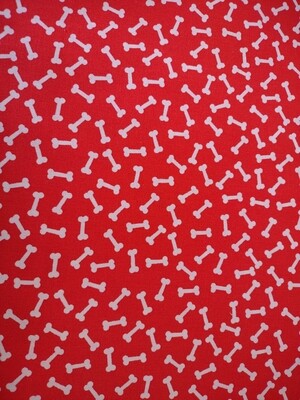 Red Dog Bone Print Fabric, 7/8 Yard, End of Bolt
