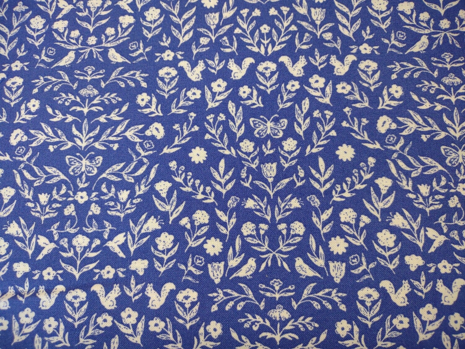 Blue Floral/Butterfly Print Fabric