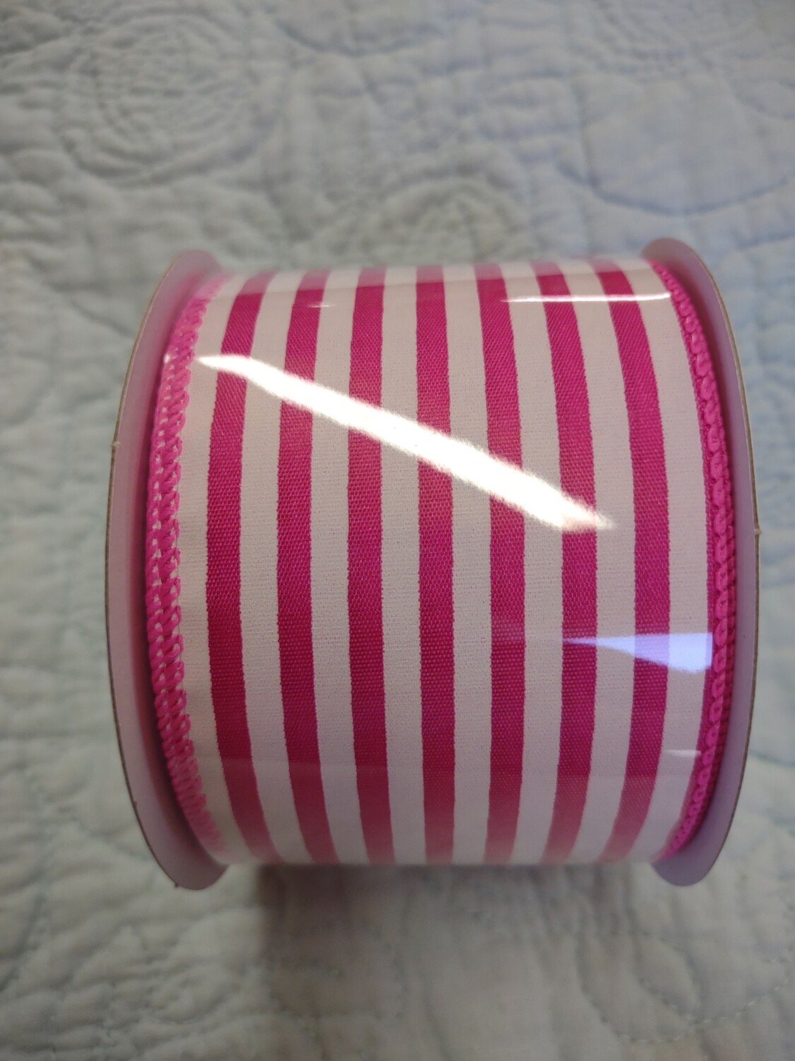 Pink/White Stripe Ribbon, 2.5" x 10 Yds