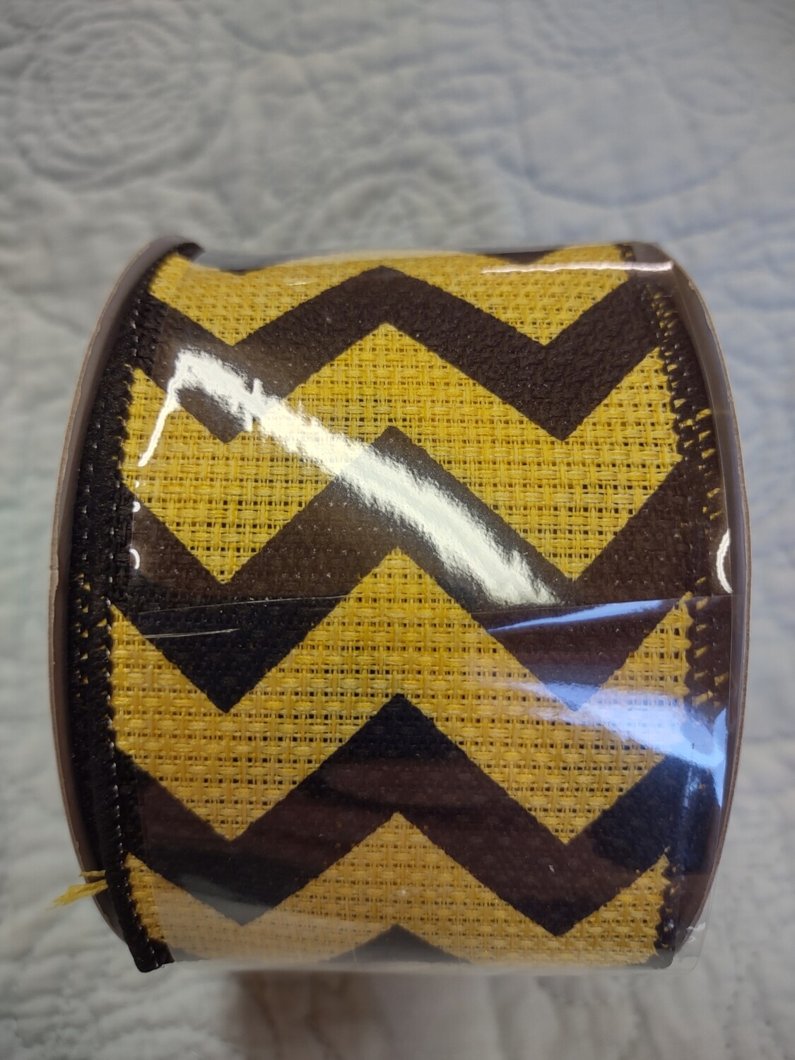 Black/Yellow Chevron Ribbon, 2.5" x 10 Yds