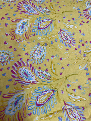Sunshine By Dena Designs -Linen- Heather . Yellow. 45% Cotton 55% Linen. 54/55” Wide.