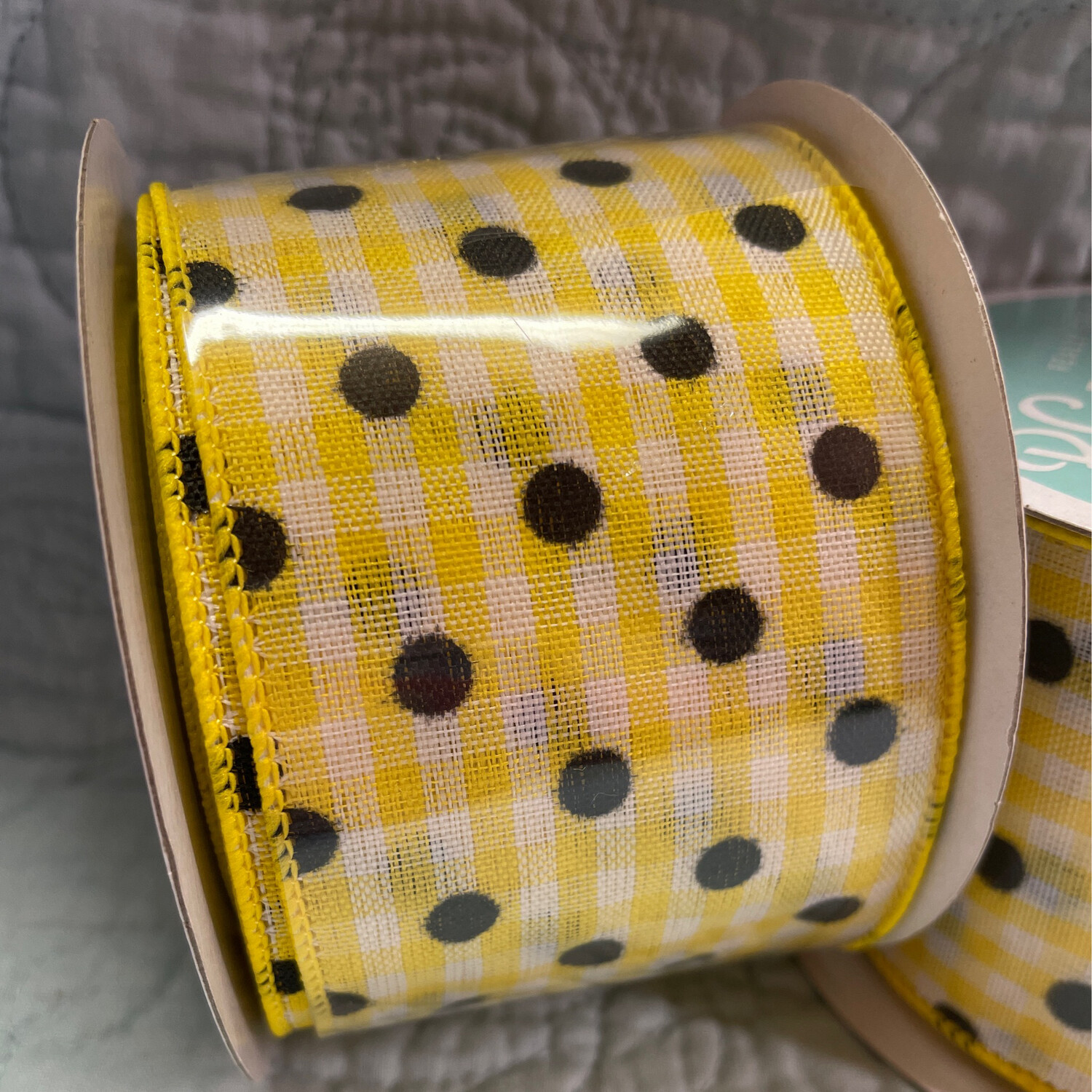 Polka Dots On Yellow Gingham