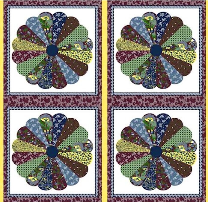 90" Dresden Plate Quilt Top Print, 2.5 Yards