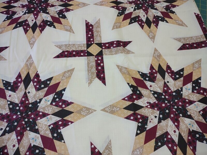 90" Lone Star Burgundy Quilt Top Print, 3 Yards