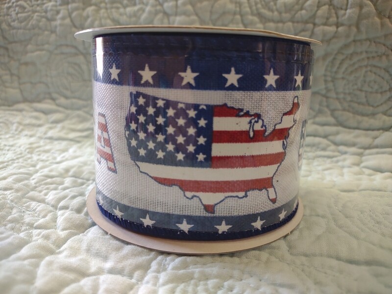 USA Ribbon, 2.5" x 10 Yards, Wired