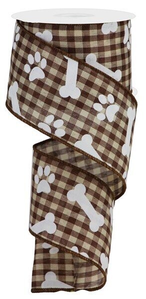 2.5"X10yd Pawprints/Bones Gingham Check