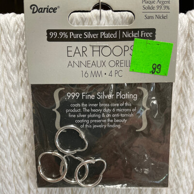 99.9 % Pure Silver Played Ear Hoops