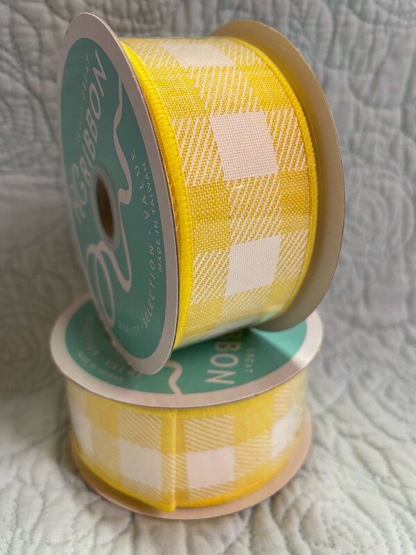 Yellow & White Plaid RG Ribbon 1.5 X 10 Yds.