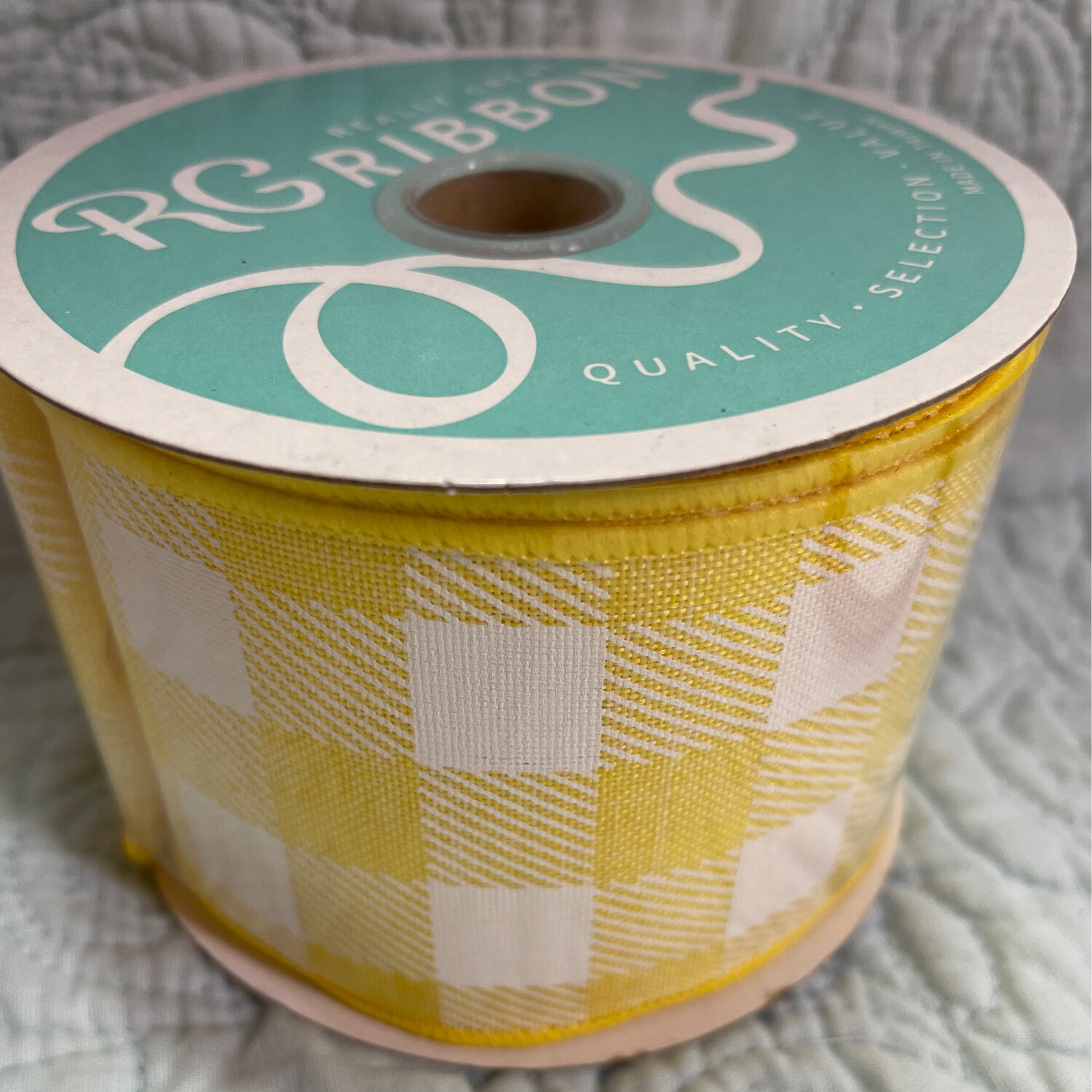 Yellow & White Plaid RG Ribbon 2.5 X 10 Yds.