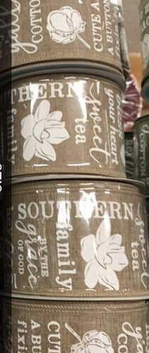 "Southern Charm" Tan Ribbon 2.5" x 10 Yards.