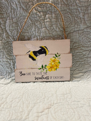Bee Kind Wood Sign With Hanger