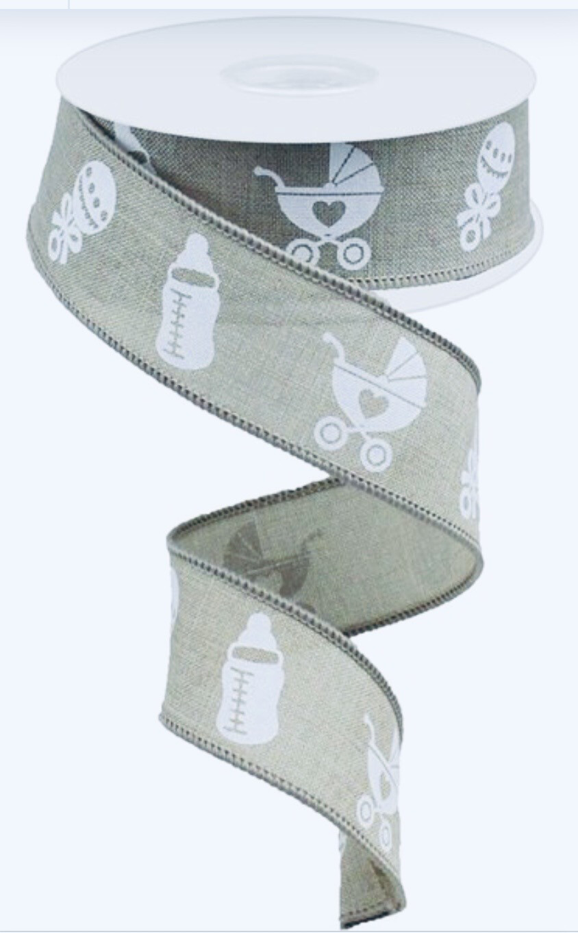 Baby Items On Gray Royal 1.5 X 10 Yds.