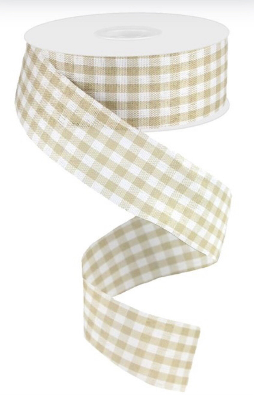 Tan  And White Burlap Check 1.5 X 10 Yds.