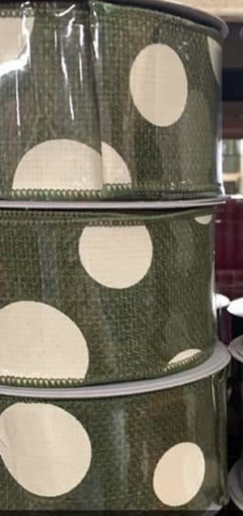 Large Dot Green Ribbon-2.5" x 10 Yards