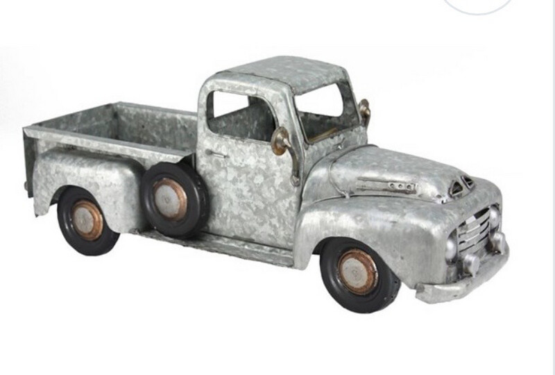Antique Galvanized Truck Planter With Liner