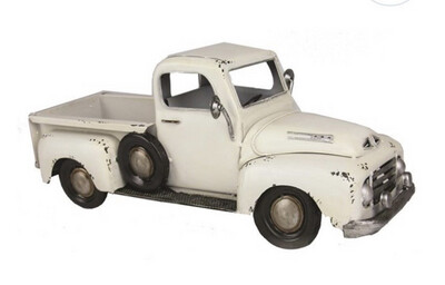 Antique White Truck Planter With Liner