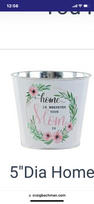 White Metal Mom Bucket With Liner