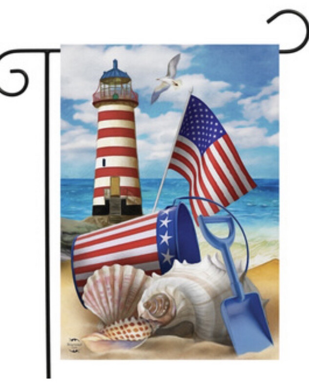 Patriotic Lighthouse Garden Flag