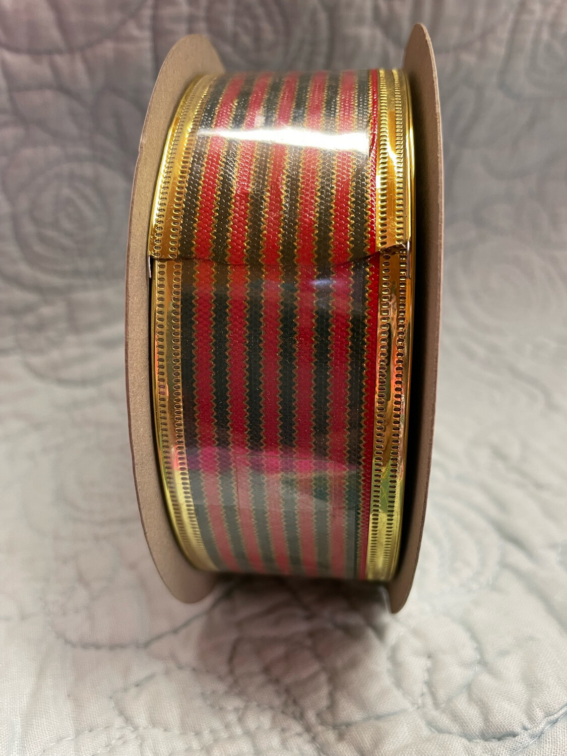 Plaid Foil Edge Stripe 1 3/8 X 25 Yds. Wired
