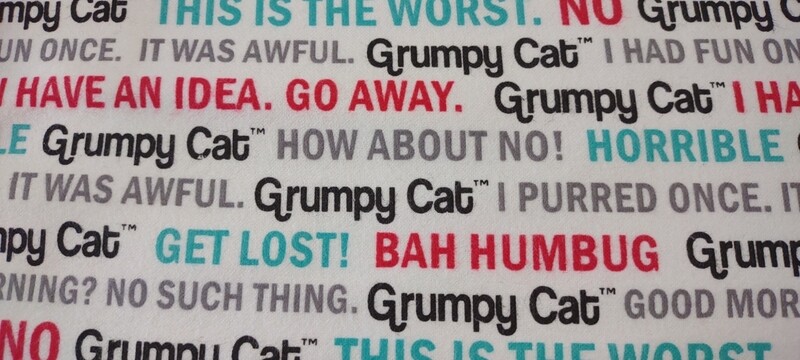 Grumpy Cat Text, Flannel by Marcus Fabrics