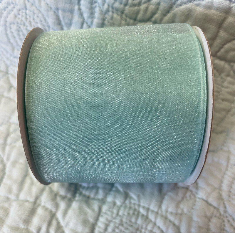 Aqua Organza Filament 2 3/4 X 25 Yds. Micro Wired