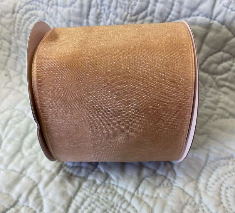 Taupe Organza Filament 2 3/4 X 25 Yds. Micro Wired