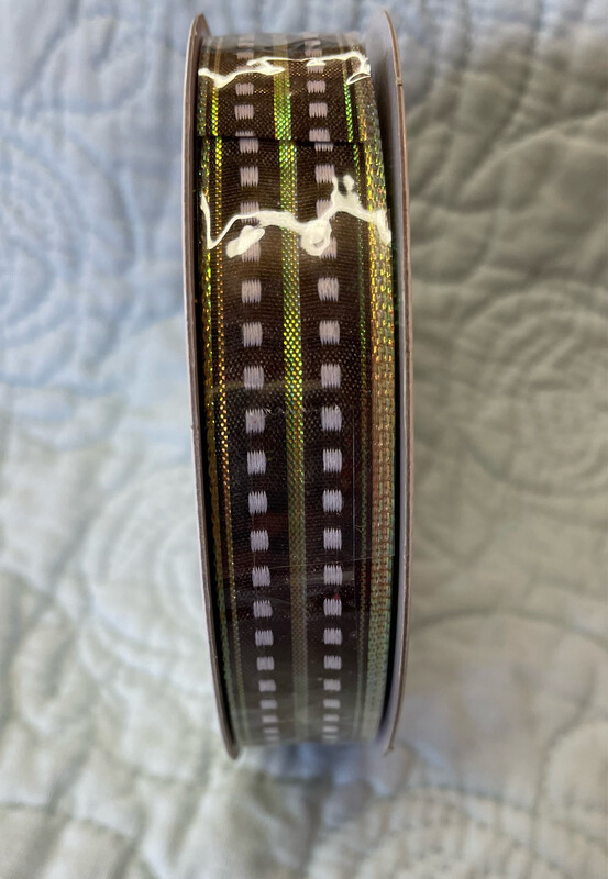 Dora Dot Black,White & Metallic Gold 5/8 X 25 Yds. Wired
