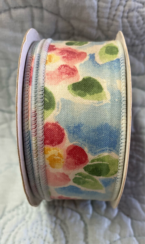 Floral Splatter #9 X 10 Yds. Wired Cloth Ribbon