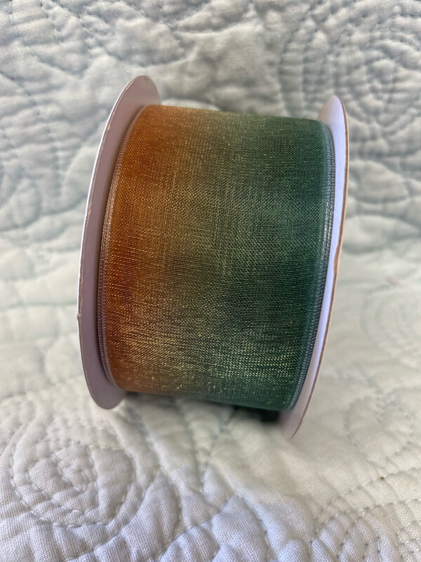Tan & Moss Organza Filament       1 1/2 X 25 Yds.
