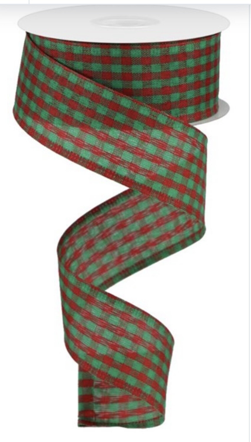 Red & Green Gingham Check 2.5" x 10 Yd