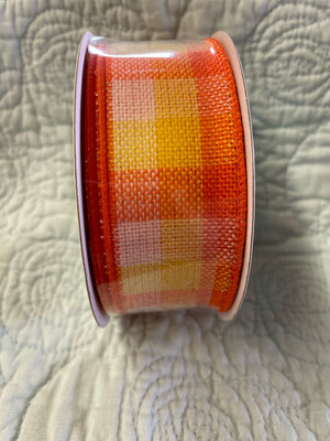 Candy Corn Plaid 1.5” 10 Yds. Wired