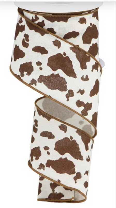 Cream/Brown Cow Print 2.5 X 10 Yds. Wired
