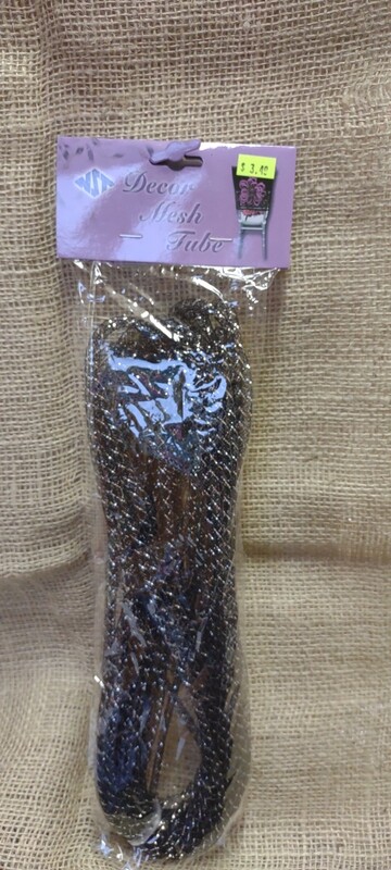Decor Mesh Tube, Black/Silver, 20 Yards