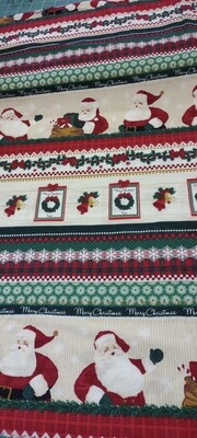 Papa Noel Stripe Santa Fabric Panel, 23" x 44"