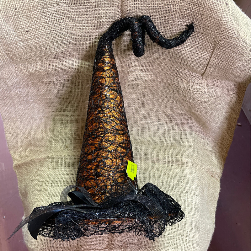 Glitter Mesh Witch Hat Orange