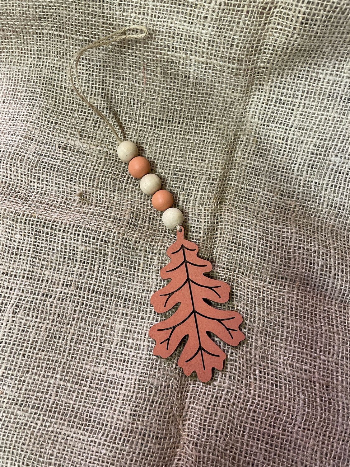Beaded leaf 14 “ Including Jute Hanger