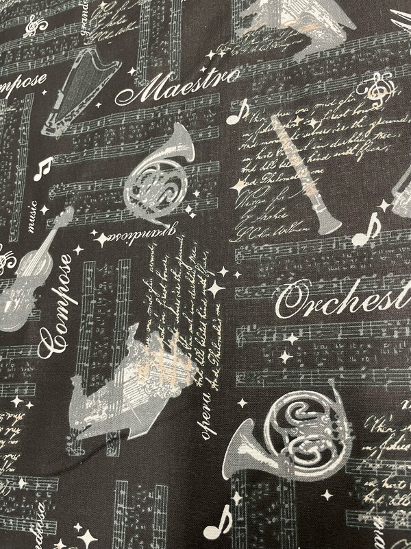 Black & White Musical Print  60” Wide