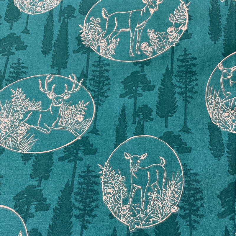 Deers On Green 108” Wide 3 Yd. Cut