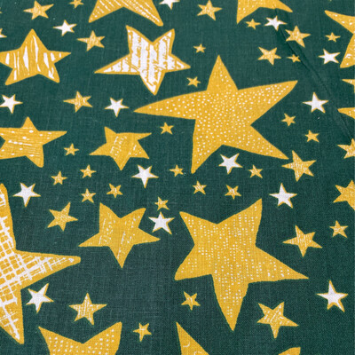 Gold Stars On Green 60” Wide
