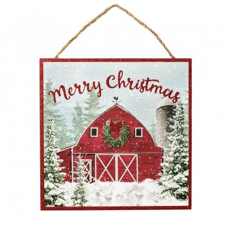 Merry Christmas MDF Wreath Sign, 10" x 10"